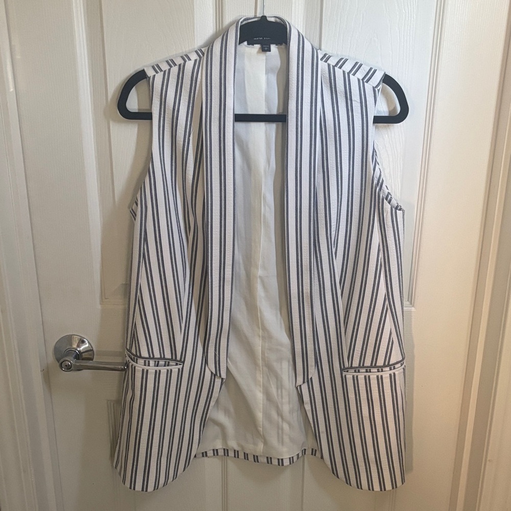 Express Black and White Striped Vest